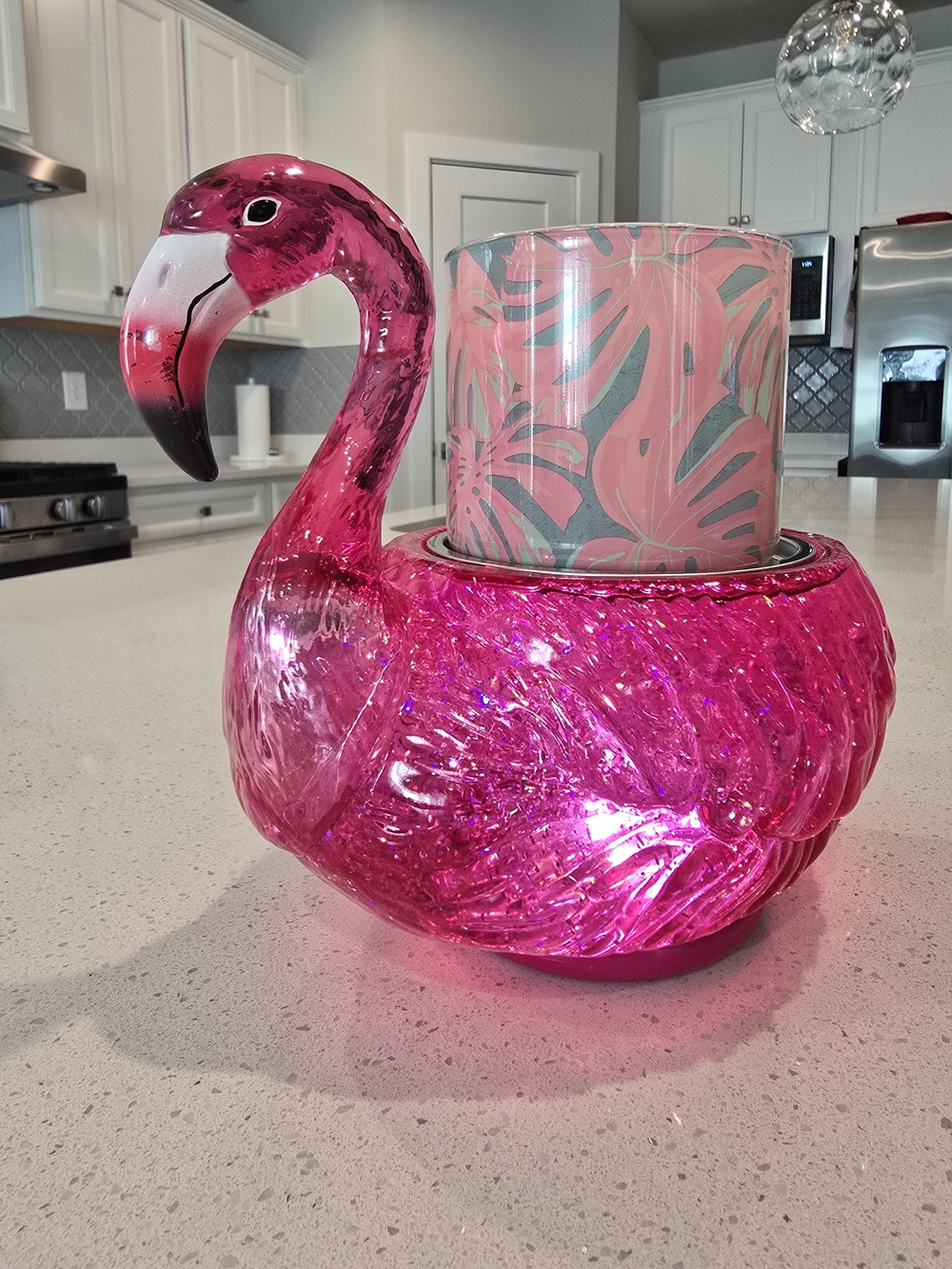 Bath & Body Works Bright Pink Flamingo Glass Lantern